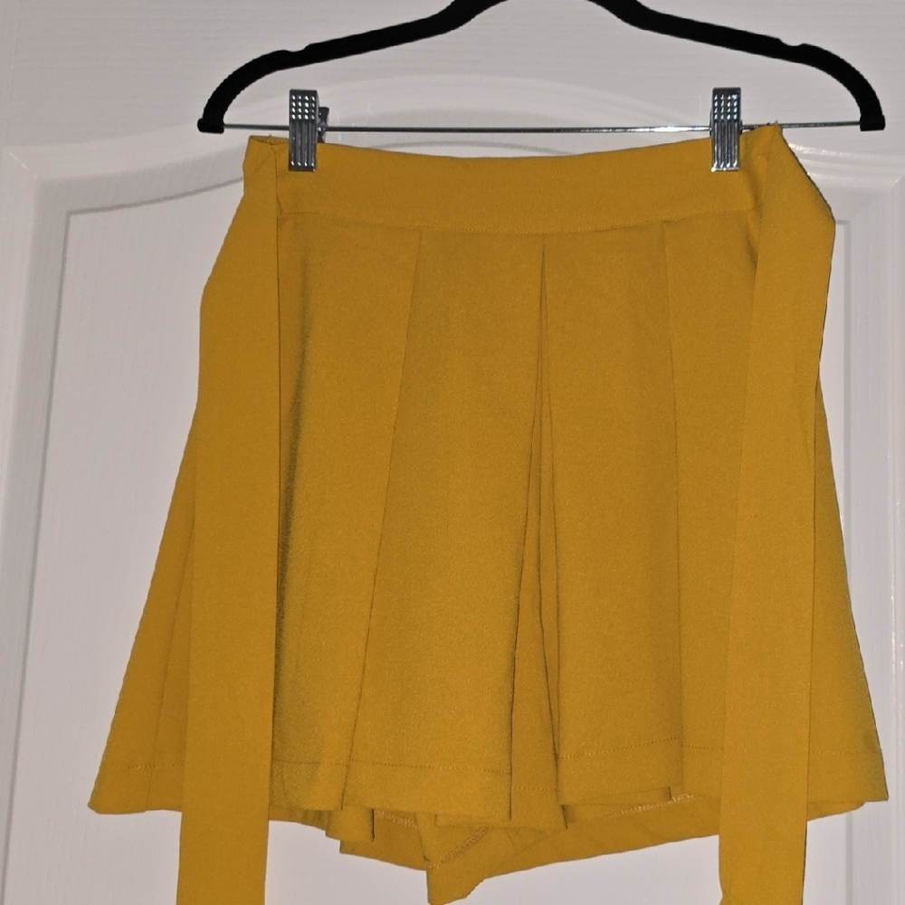 Jealous Tomato Gold A-line Mini Skirt Pleated Casual